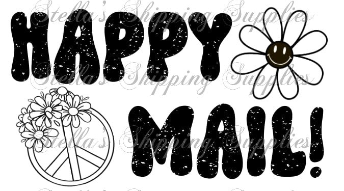 2.25x1.25” Groovy Happy Mail Thermal Stickers