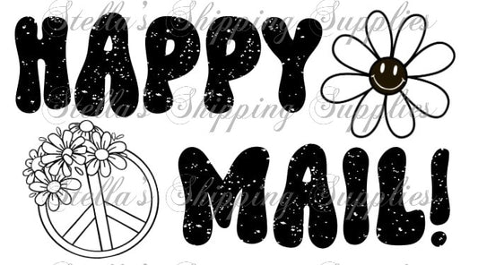 2.25x1.25” Groovy Happy Mail Thermal Stickers