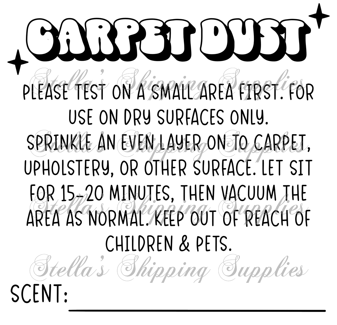 2.25x1.25” Carpet Dust Thermal Stickers