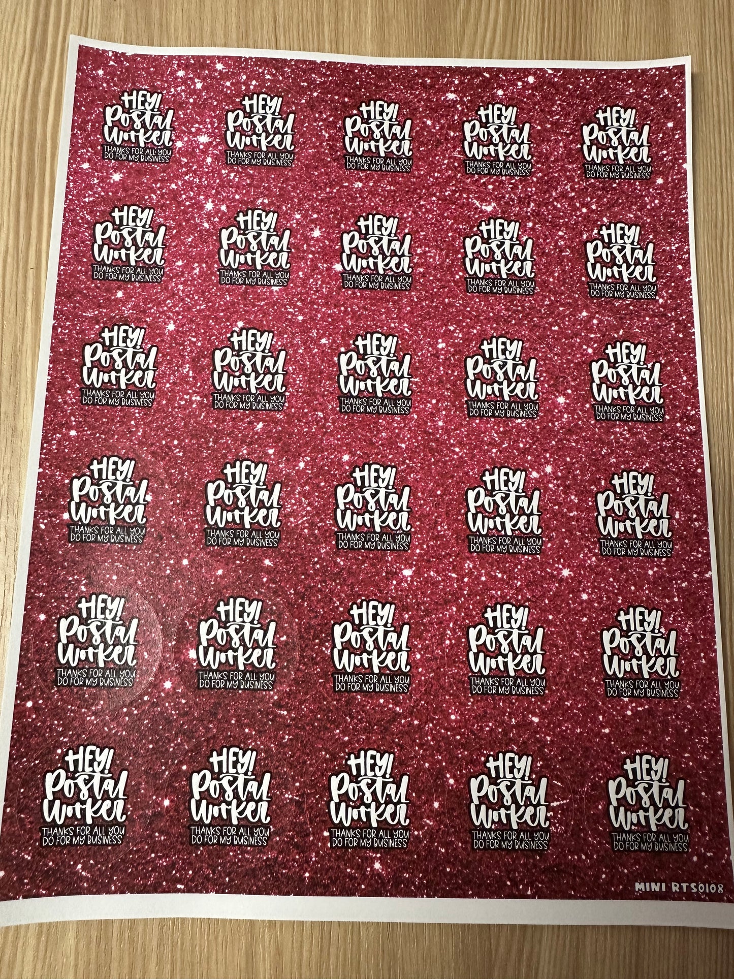 Assorted Red Glitter Sticker Sheet