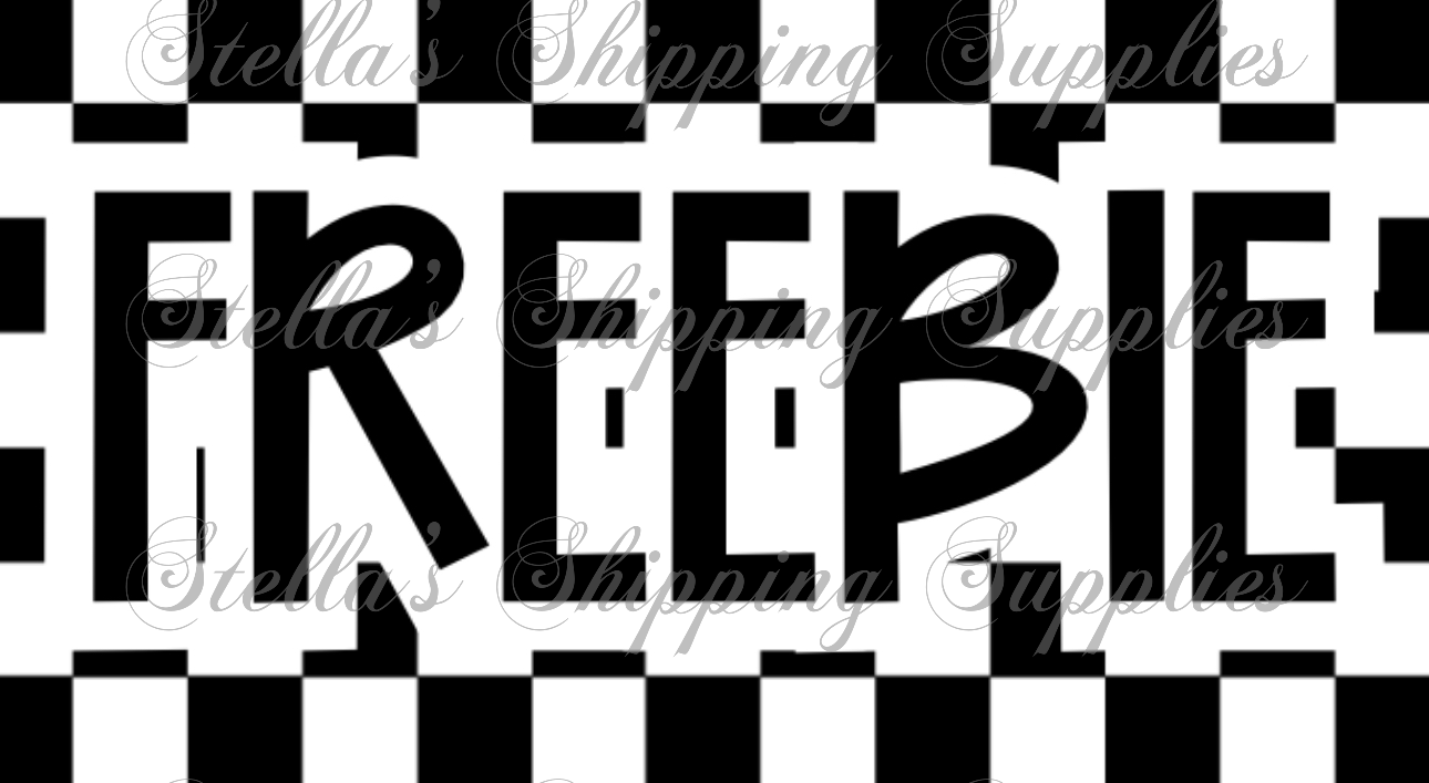 2.25x1.25” Checkered Freebie Thermal Stickers