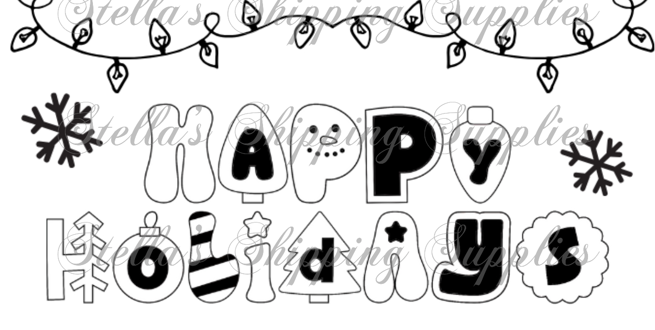 2.25x1.25” Happy Holidays Thermal Stickers