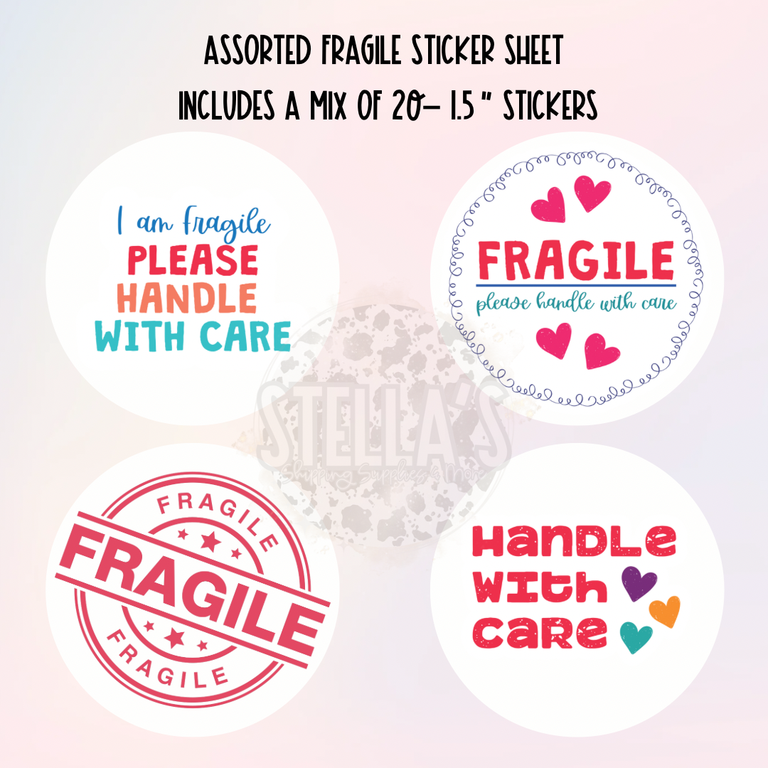 Assorted Fragile Sticker Sheet