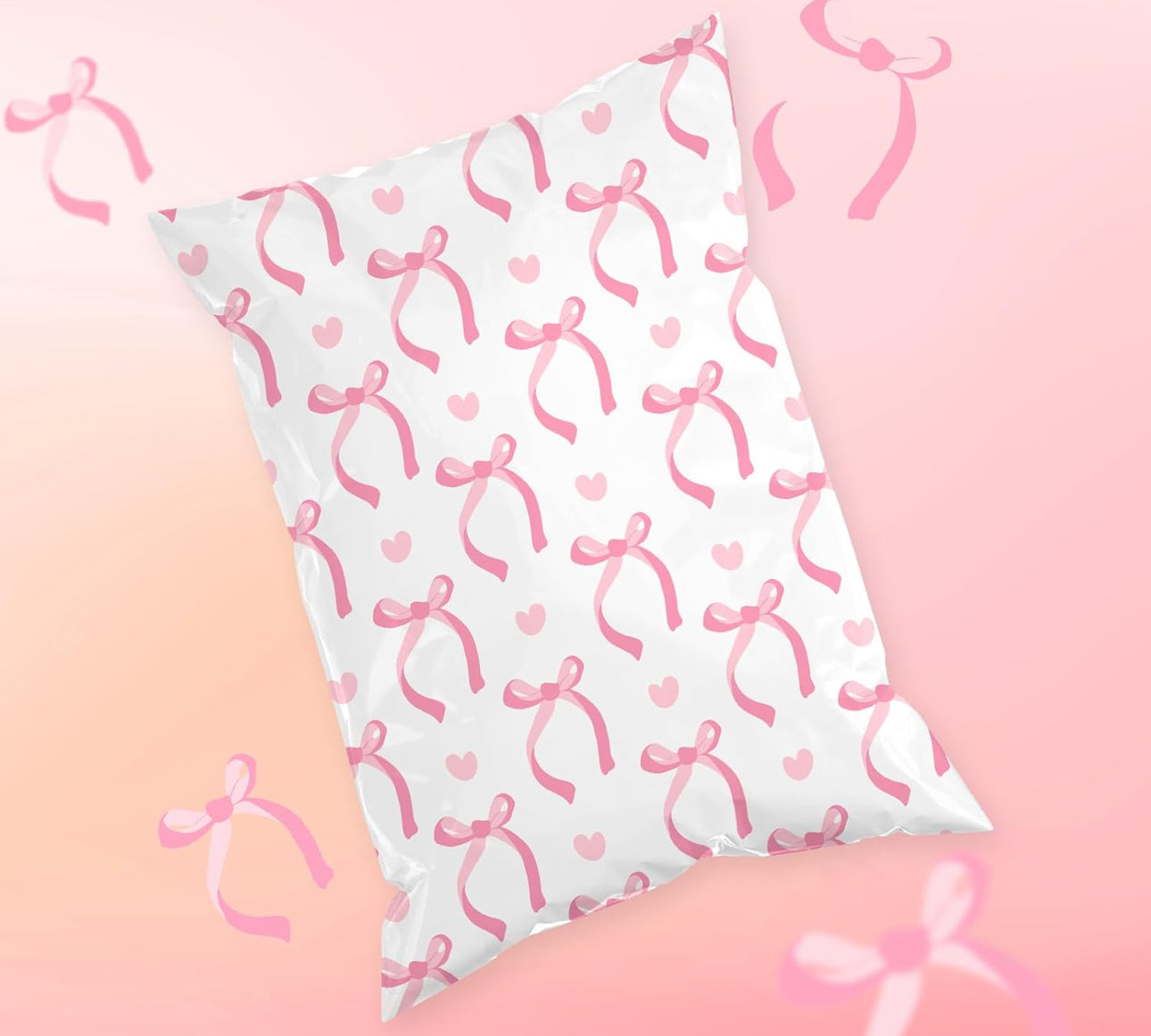 10x13 New Pink Heart Bow