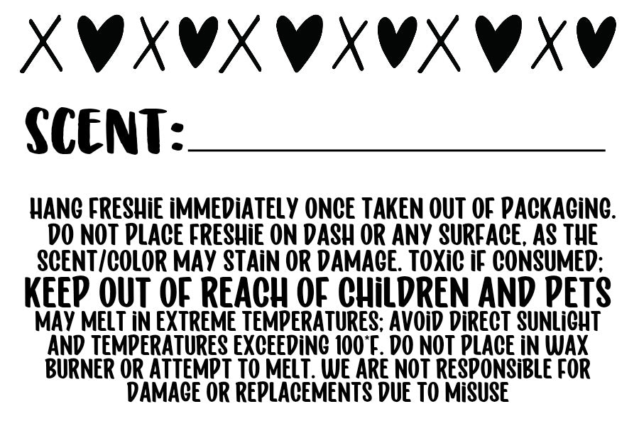 Freshie Scent- XOXO Thermal Stickers