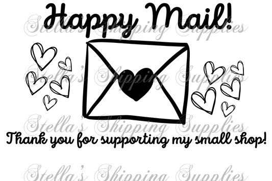 2.25x1.25” Happy Mail Thermal Stickers