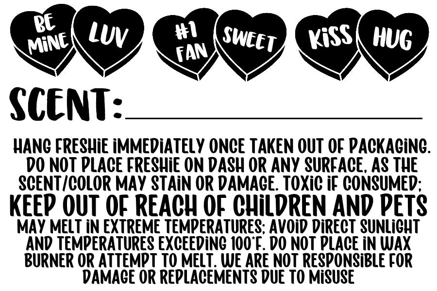 Freshie Scent- Convo Hearts Thermal Stickers