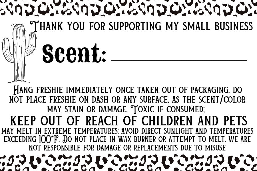 Freshie Scent- Cheetah Thermal Stickers
