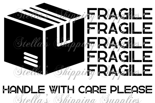 2.25x1.25” Fragile Handle With Care Thermal Stickers