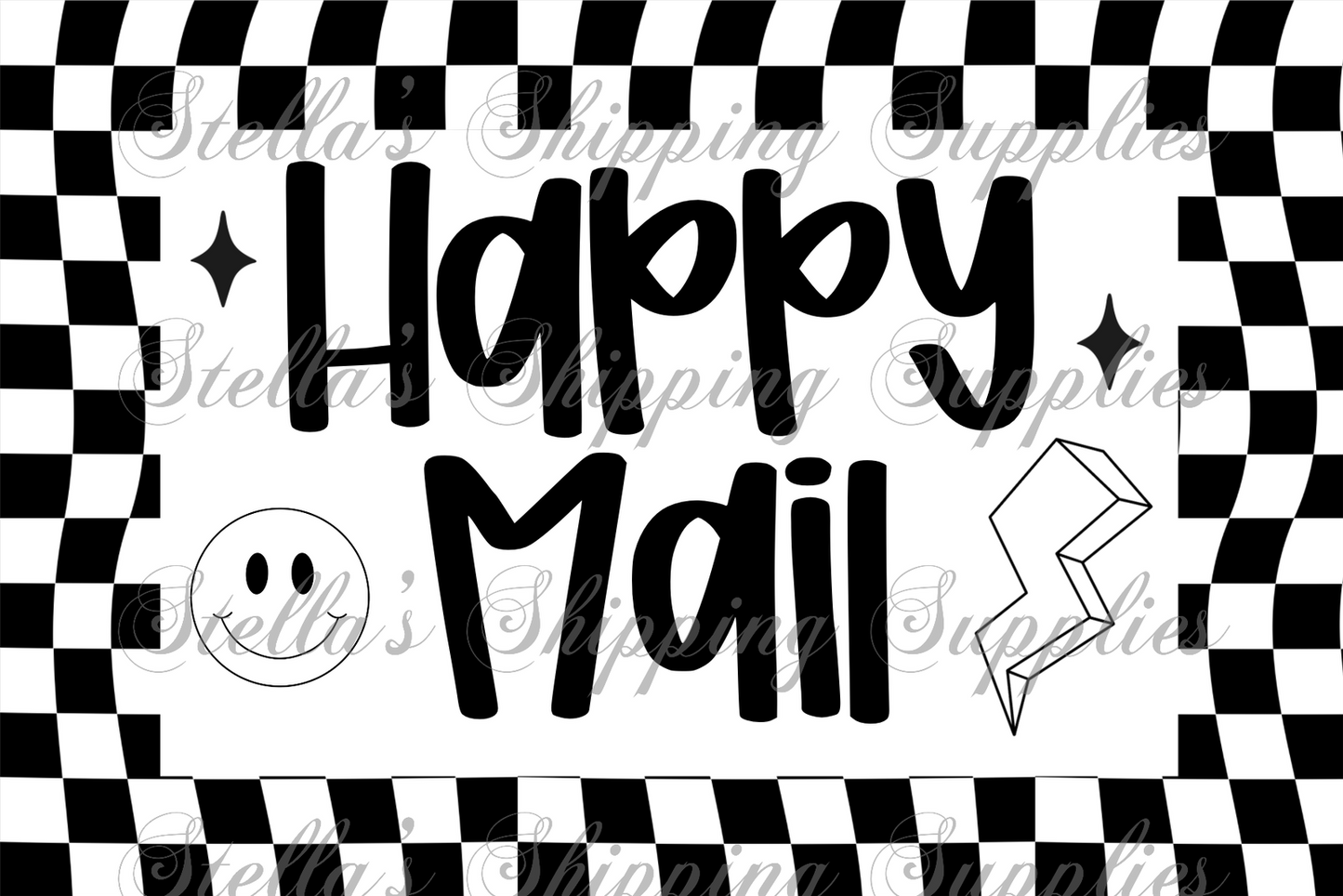 4x6 Trendy Checkered Happy Mail Thermal Sticker
