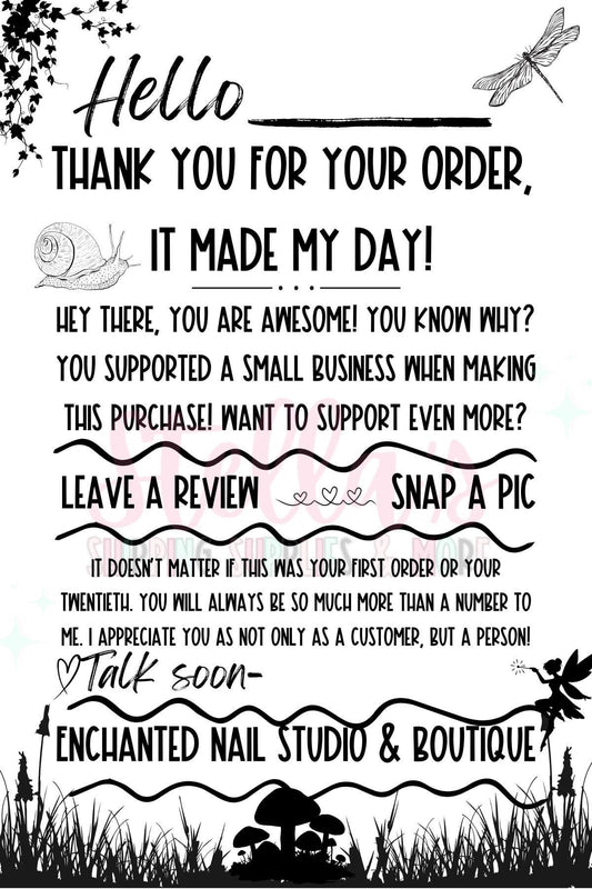 4x6 Custom Cottage Core Snap A Pic Thermal Sticker - LEAVE BRAND NAME IN NOTES AT CHECKOUT