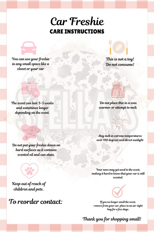 4x6 Freshie Care Cards