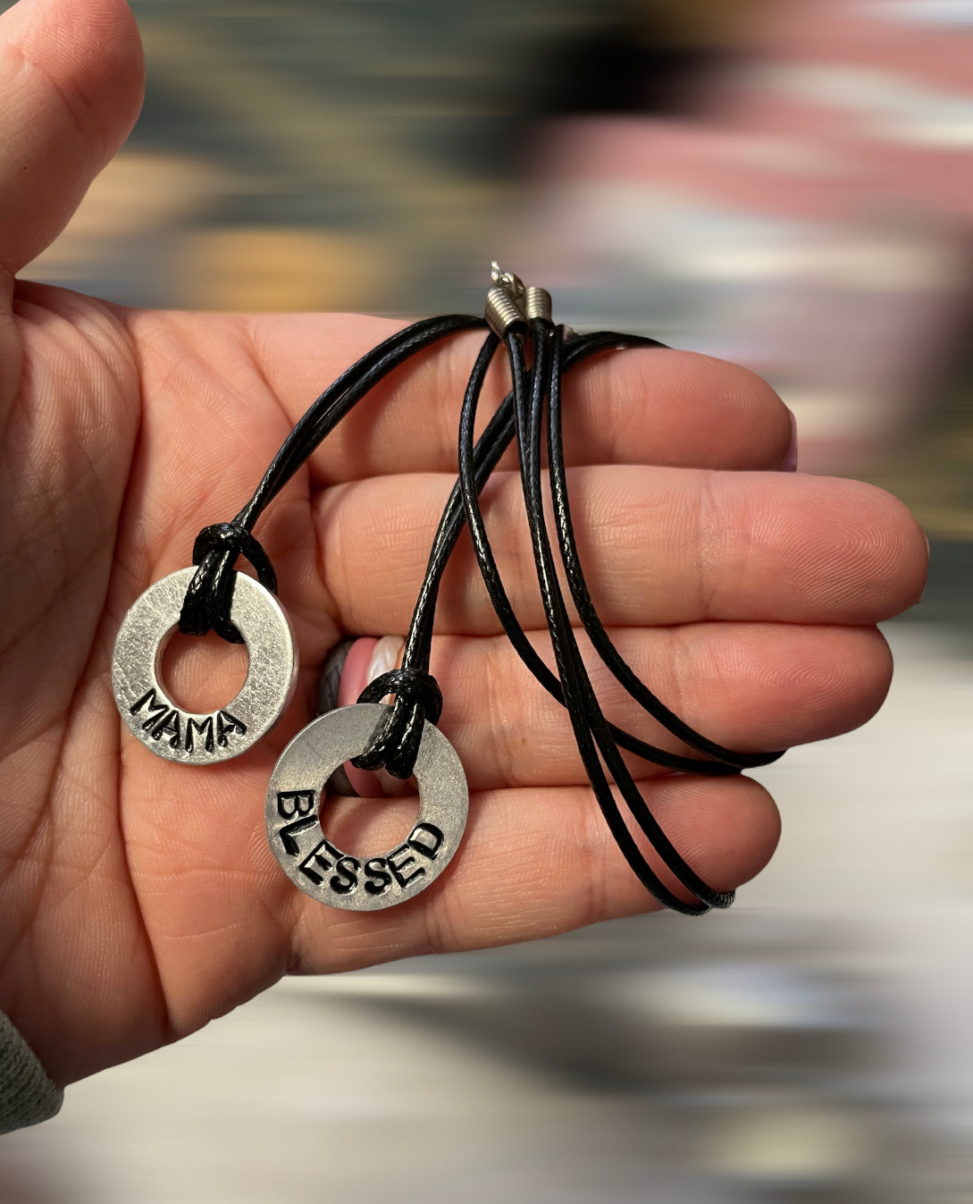 Hand Stamped Corded Necklace