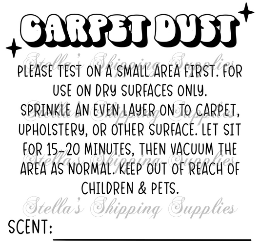 2.25x1.25” Carpet Dust Thermal Stickers