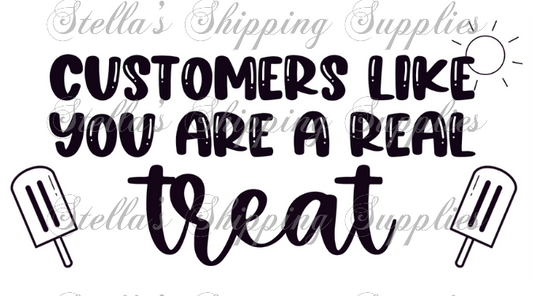 2.25x1.25” Customers Are A Treat Thermal Stickers