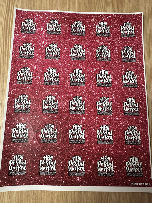 Assorted Red Glitter Sticker Sheet