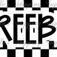 2.25x1.25” Checkered Freebie Thermal Stickers
