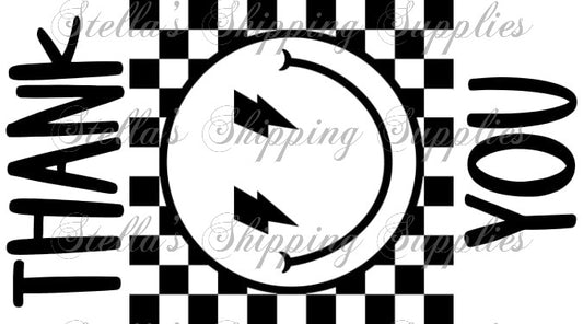 2.25x1.25” Checkered Smile TY Thermal Stickers