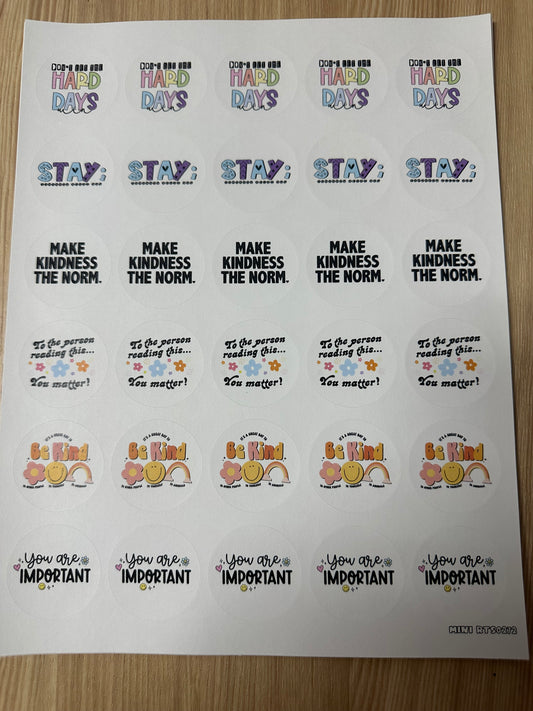 Assorted Mental Health Sticker Sheet