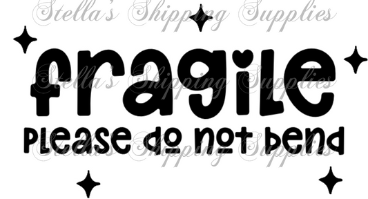 2.25x1.25” Fragile - Do Not Bend - Stars Thermal Stickers