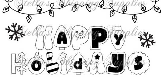 2.25x1.25” Happy Holidays Thermal Stickers