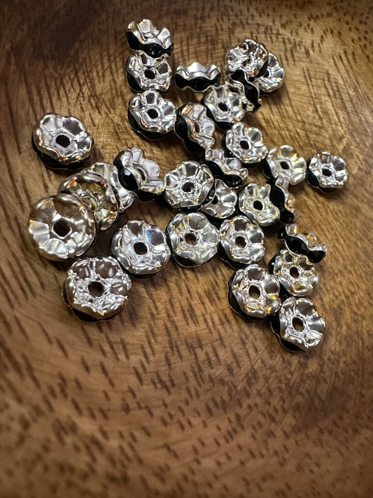 10pk 8mm Wavy Rhinestone Spacers