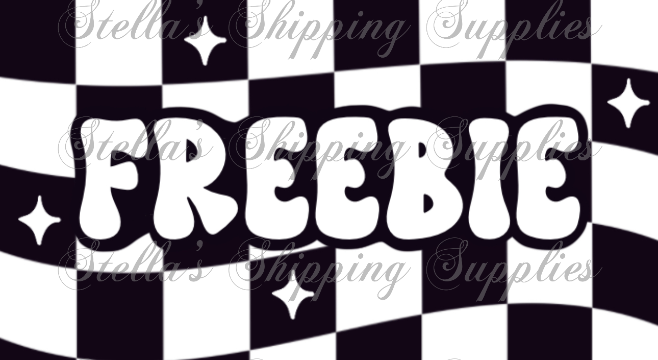 2.25x1.25” Checkered Stars Freebie Thermal Stickers