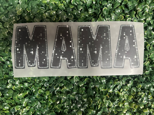 Black Faux Sequin Mama Adult Transfer