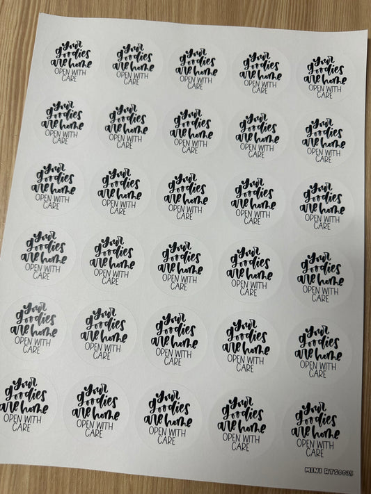 Assorted Open With Care Sticker Sheet