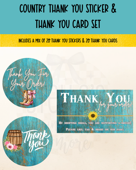 Country Thank You Sticker/Card Set