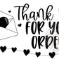 Valentine TY For Your Order Thermal Stickers