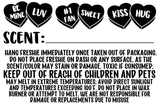 Freshie Scent- Convo Hearts Thermal Stickers