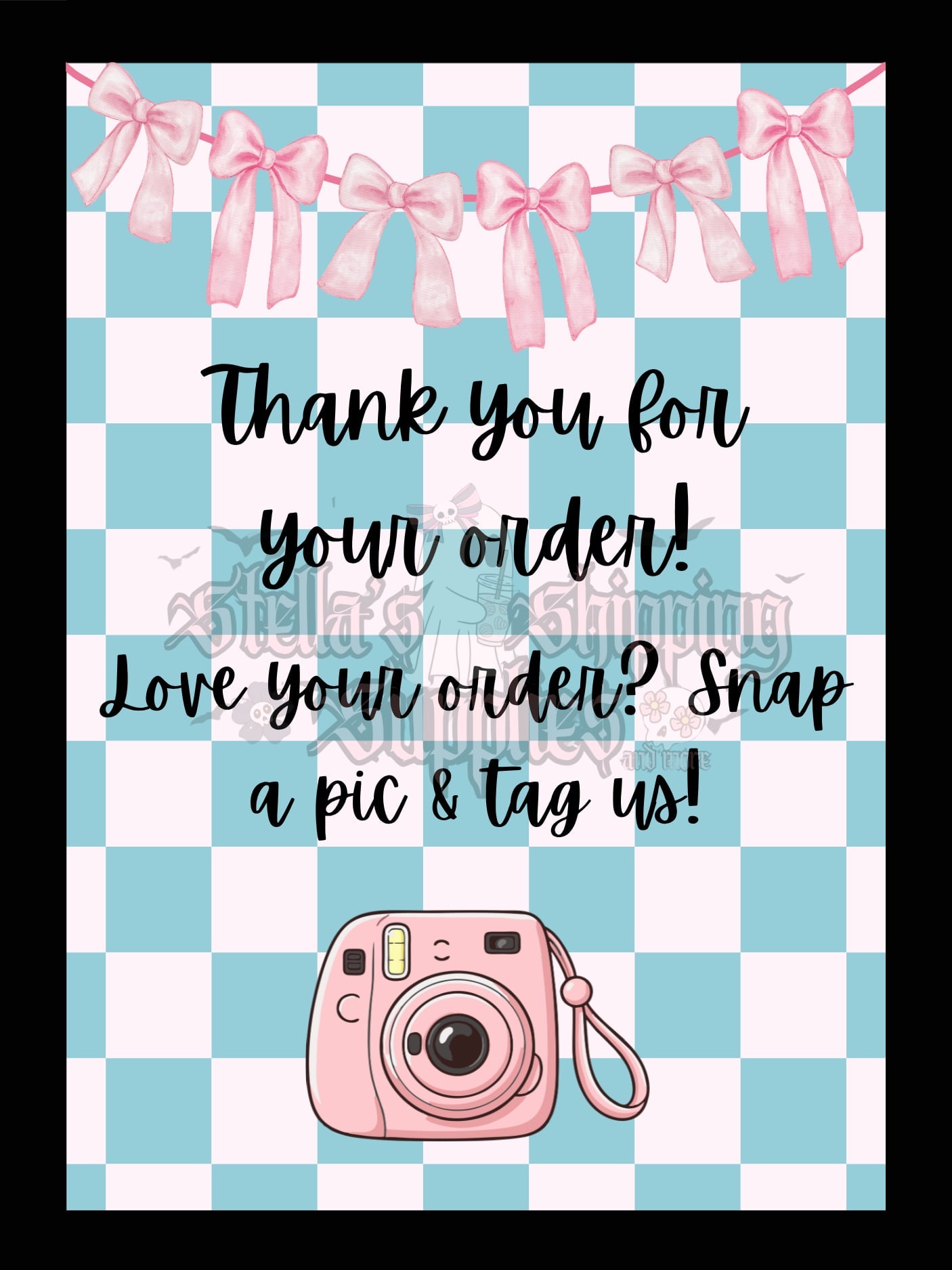 Teal Checkered Snap A Pic Cards