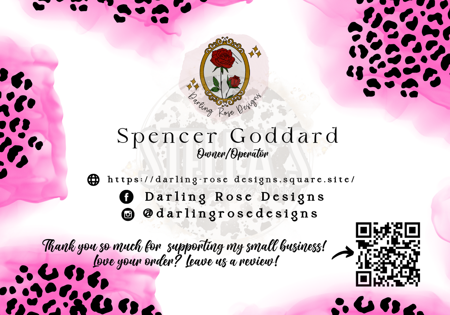 Pink Leopard Custom Business Cards