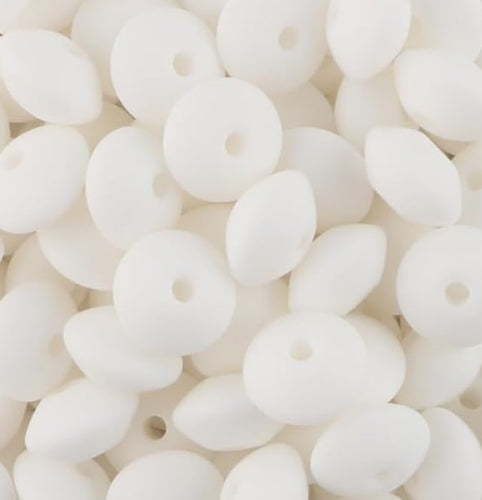 12mm White Lentil Bead