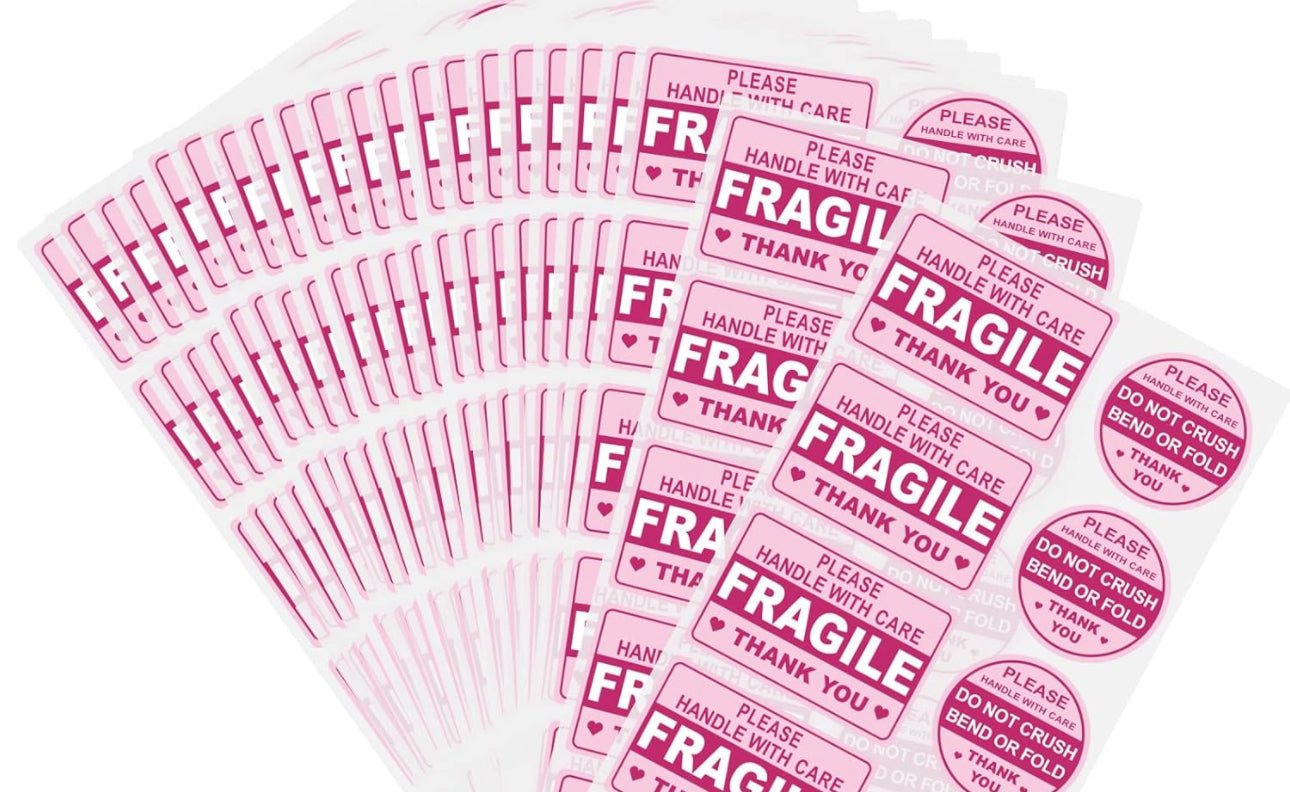Pink Fragile Sticker New Pink Fragile Stickers – Stella's Shipping Supplies & More!