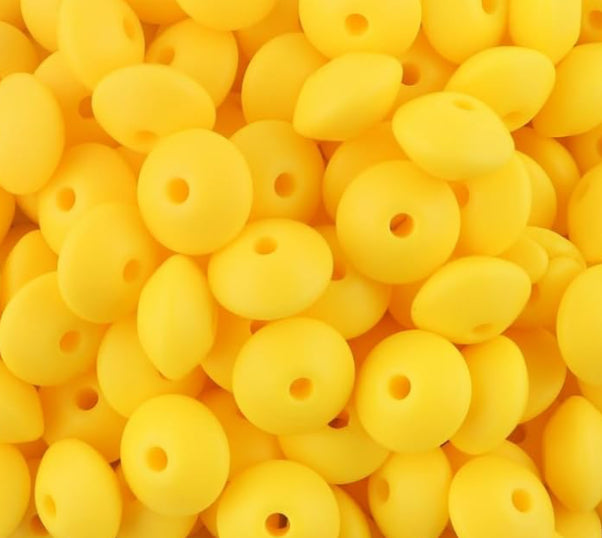 12mm Yellow Lentil Bead