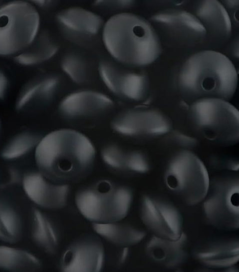 12mm Black Lentil Bead