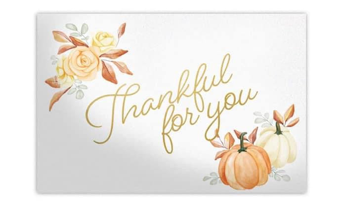 4x6 Thankful For You Cards