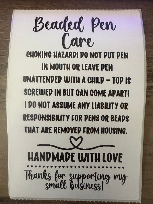 4x6 Beaded Pen Care Sticker