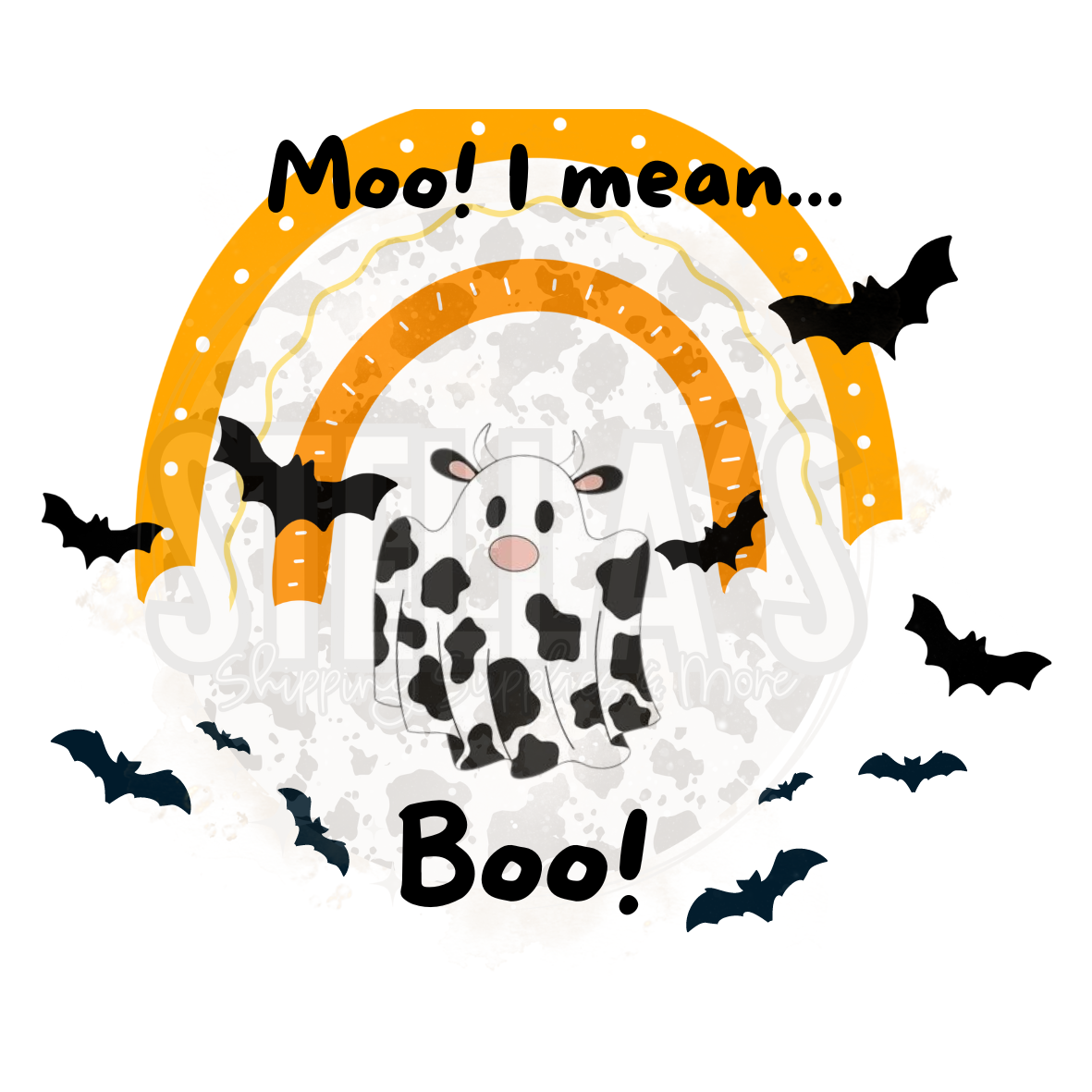 Moo Halloween Rainbow Stickers