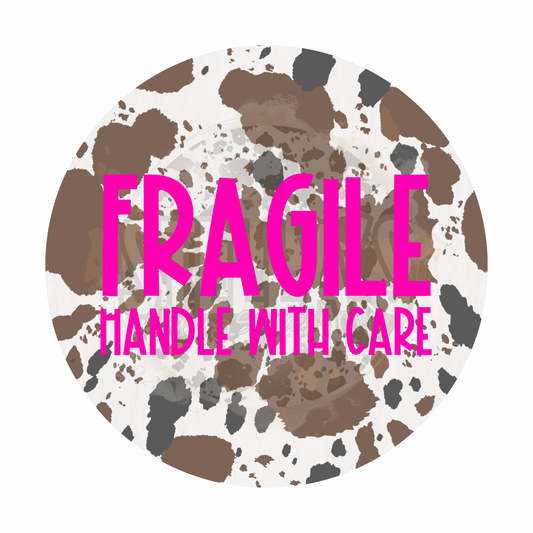 Pink Cow Fragile Stickers