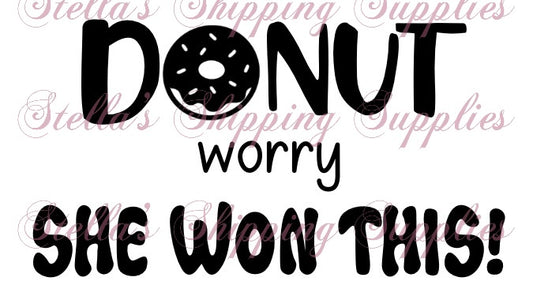 She Won - Basic Donut Thermal Stickers