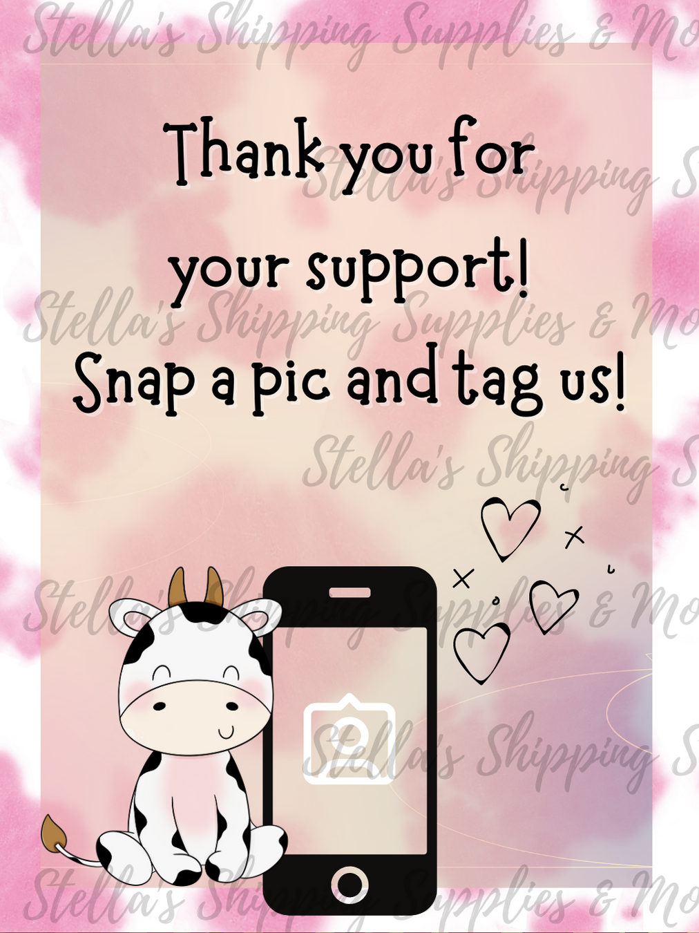 Pink Cow Snap A Pic Cards