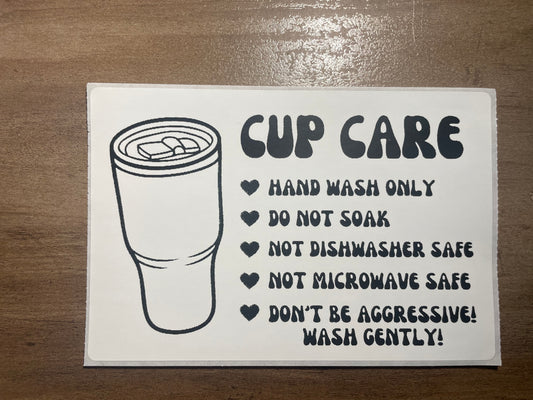 4x6 Tumbler Care Thermal Sticker