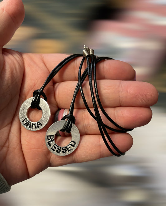 Hand Stamped Corded Necklace