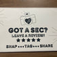 4x6 Got A Sec Thermal Sticker