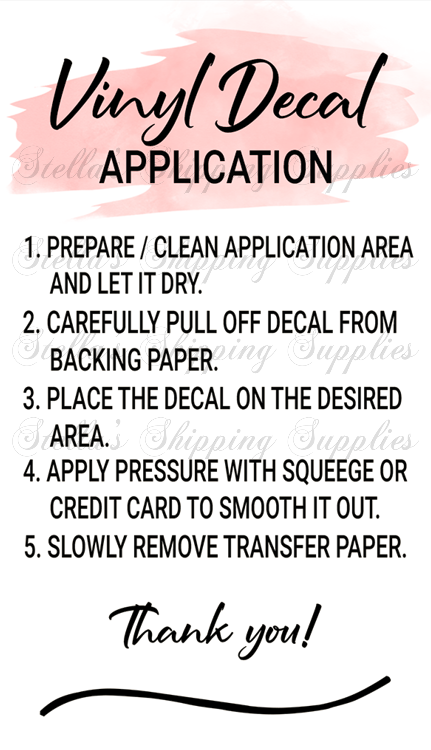 Vinyl Decal Application Cards – Stella's Shipping Supplies & More!