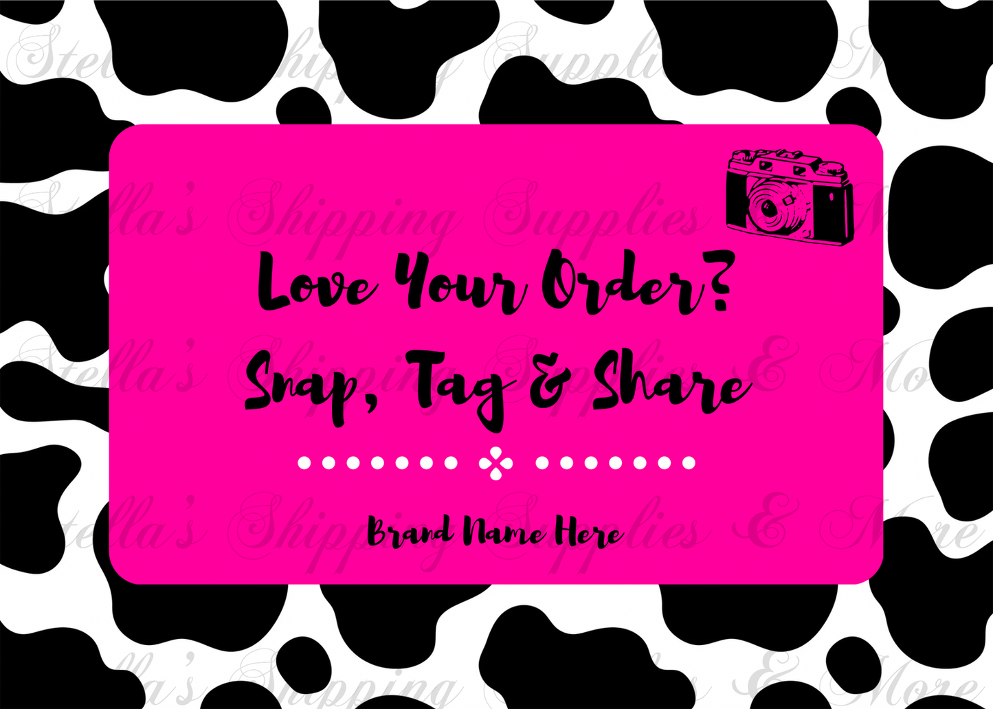 Pink Cow Snap/Tag/Share Business Cards