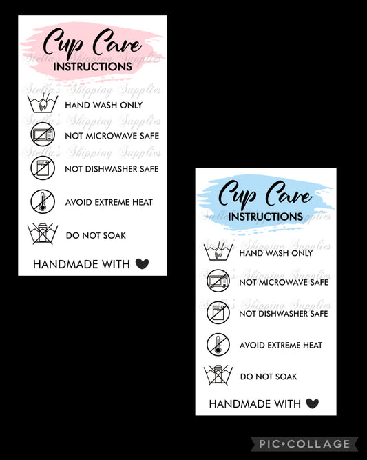 Cup Care Instruction Cards